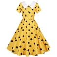 thumbnail image 5 of Cavosen Womens 50s Dresses A Line Dresses for a Wedding Vintage Retro Polka Dots Midi Tea Dress Short Sleeve Knee Length Party Dress V-Neck Shawl Collar Cocktail Dress Evening Prom Gown, 5 of 7