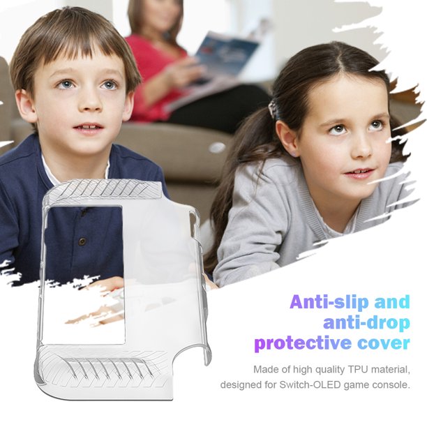 Cubierta protectora para consola de juegos Switch OLED Piel antideslizante (blanco claro)