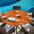 thumbnail image 6 of Orange Halloween Round Tablecloth, Fitted Table Cover with Elastic for 55"-60" Round Tables, Cat Bat Ghost Pumpkins Table Cloth Outdoor Indoor Dinning Party Waterproof Tablecloths, 6 of 7