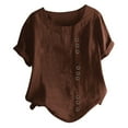 thumbnail image 1 of WEIYLL Ladies T Shirts Plus Boho Button Loose Size Solid Brown Tee Sizes XXXXXL, 1 of 4