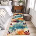 thumbnail image 4 of 2'x6' Rug Runners for Hallways Kitchen, Boho Orange Teal Red Non Slip Entryway Beside Floor Carpet Runner, Modern Abstract Splashing Art Washable Laundry Room Bedroom Throw Rugs Mat for Family Pet, 4 of 8