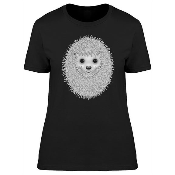 Cute Gray Hedgehog Cartoon T-Shirt Women -Image by Shutterstock, Female XX-Large