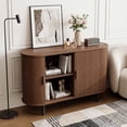 thumbnail image 5 of ROGALIS 48" Buffet Sideboard Cabinet with Storage, Modern Fluted Cabinet with Sliding Doors & Adjustable Shelf, Coffee Bar Accent Cabinet for Kitchen, Dining Room, Entryway, Walnut, 5 of 7
