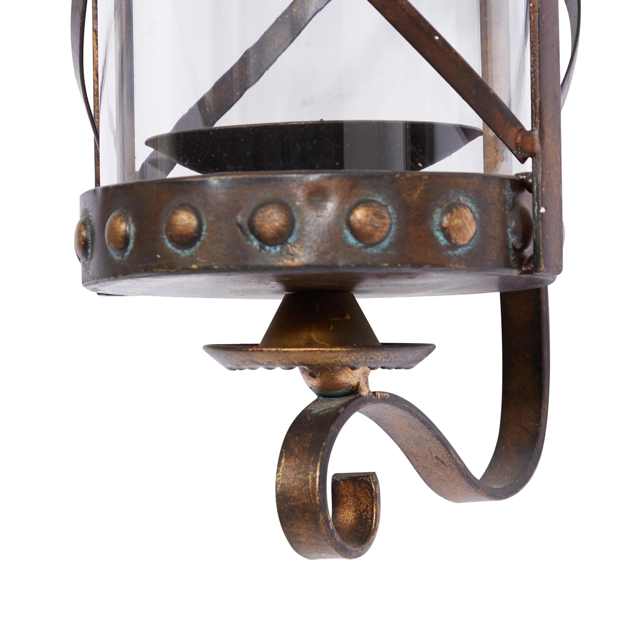 DecMode Bronze Metal Fleur De Lis Suspended Studded Wall Sconce with Scroll Details