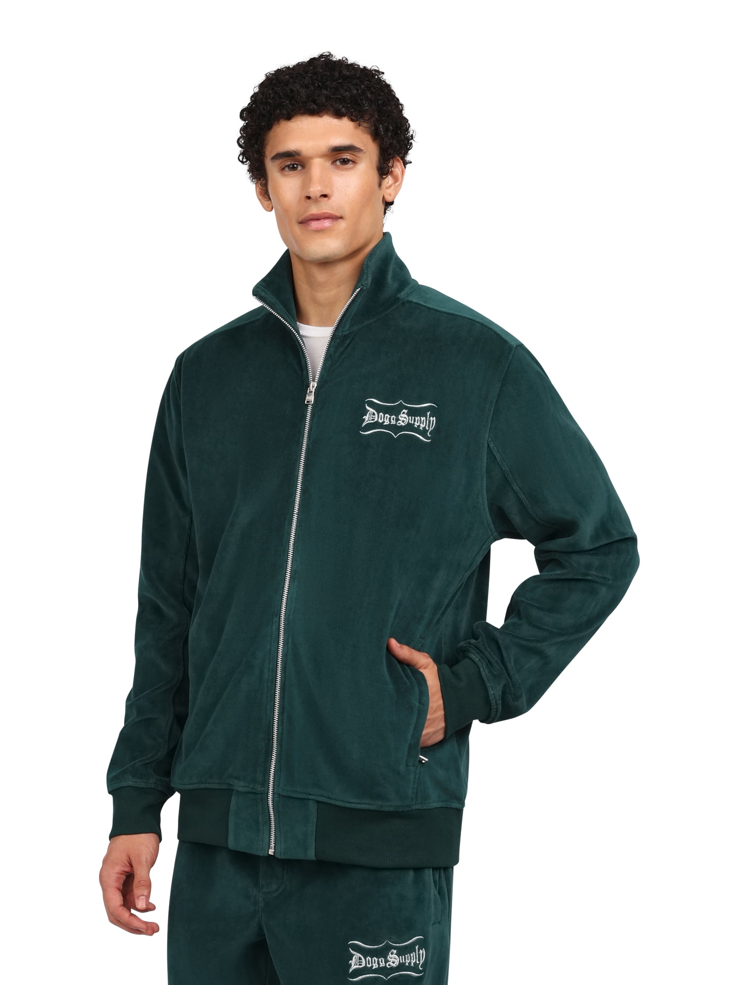 Dogg Supply Men's Velour Jacket with Zippered Pockets, Sizes XS