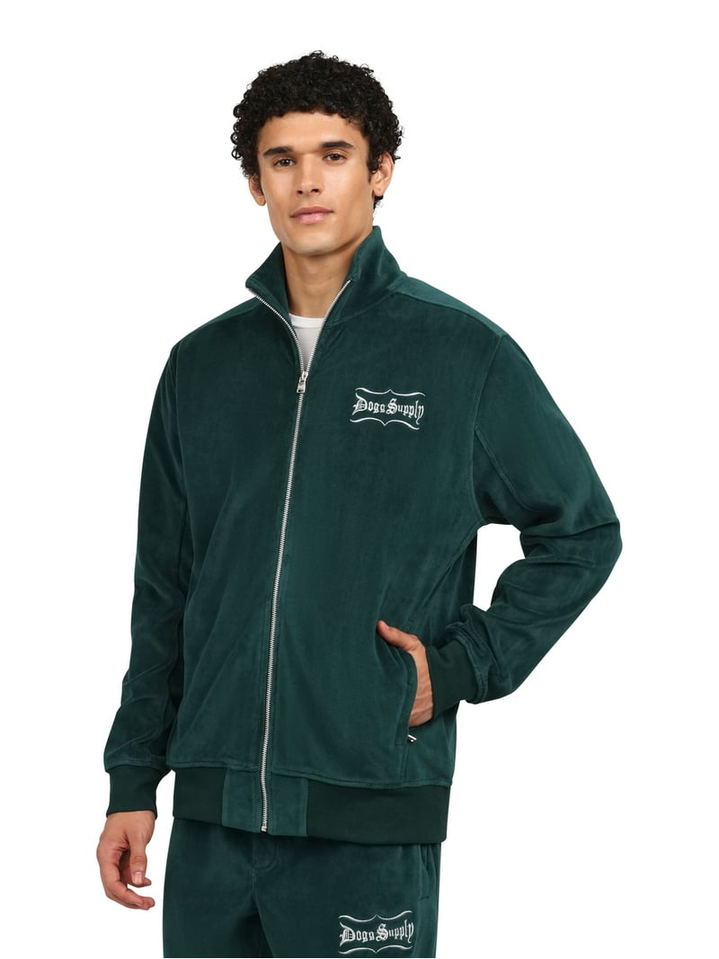 Dogg Supply Men's Velour Jacket with Zippered Pockets, Sizes XS