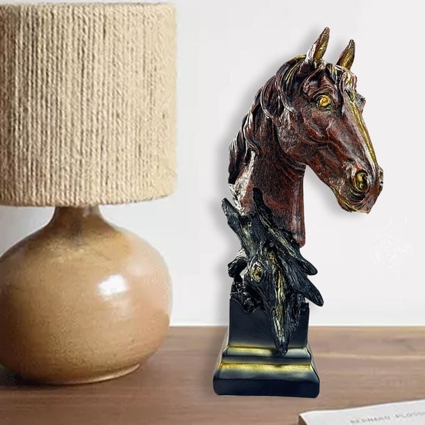 Estatua de cabeza de caballo, escultura animal, artesanía de resina, figura artística, adorno de escritorio, figura decorativa para decoración del Rojo