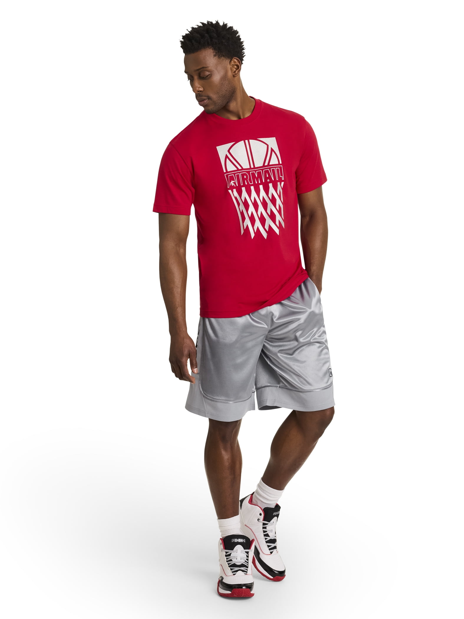 AND1 Men's and Big Men's All Court Short, 11" inseam, up to Size 5XL