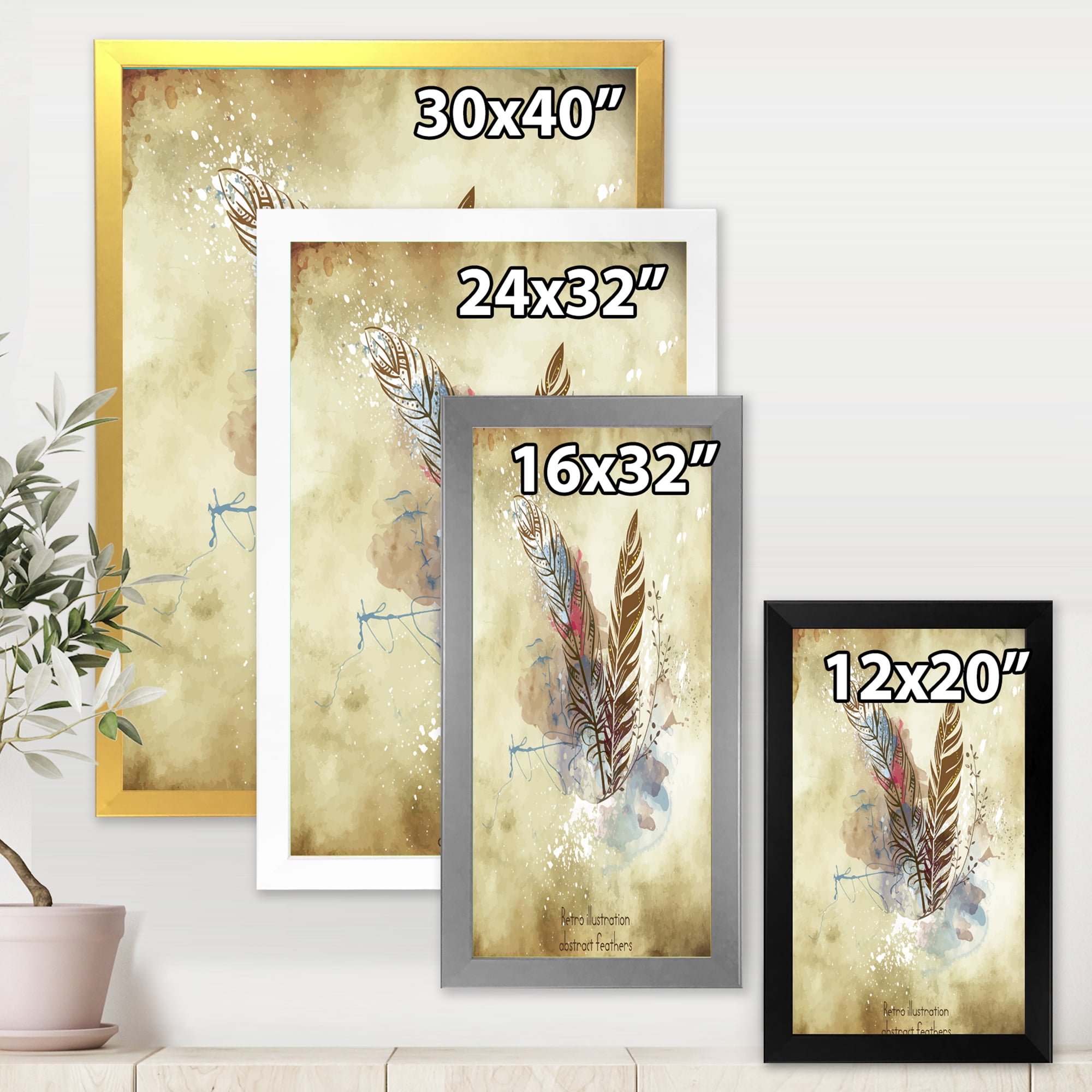 Designart 'Beige Vintage Flowers' Vintage Framed Art Print