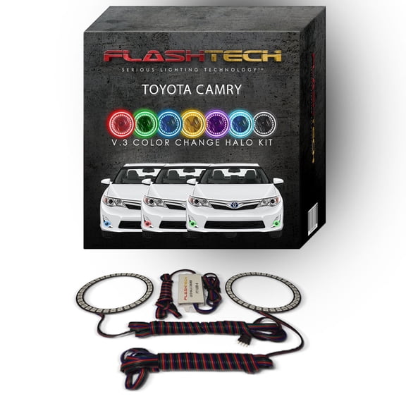 Flashtech RGB Multi Color Changing LED Halo Ring kit for 2007-2013 Toyota Camry Fog Lights