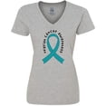 thumbnail image 3 of Inktastic Ovarian Cancer Awareness Ribbon Women's V-Neck T-Shirt, 3 of 5
