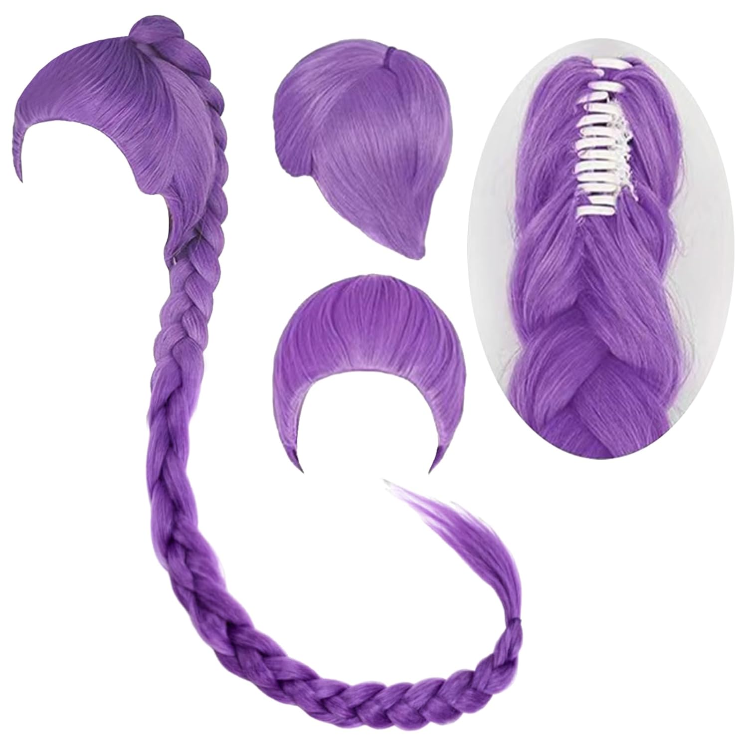 Purple Braid Costume Wigs Cosplay, Anime Pop Singers Thick Braided Costume Wigs Long PurpleBraids Cosplay Props (1pcs-Purple)