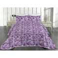 thumbnail image 2 of Ambesonne Jungle Floral Quilted Bedspread Set 3 Pcs, Modern Boho Violets, Twin, Pale Lavender and Pastel Pink, 2 of 4