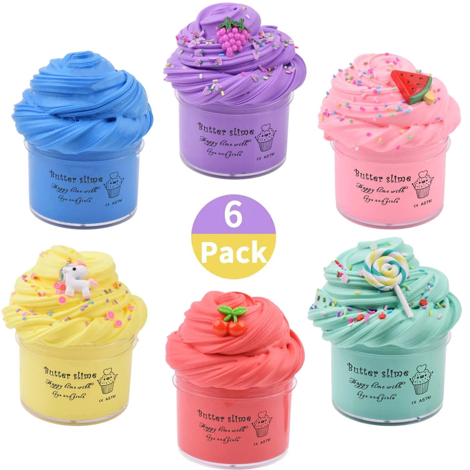 10 Pack Butter Slime Kit, Party Favor Supplies, Super Soft, Non-Sticky, Goody Bag Toy, Prize for Girl and Boys, Christmas Stocking Stuffers