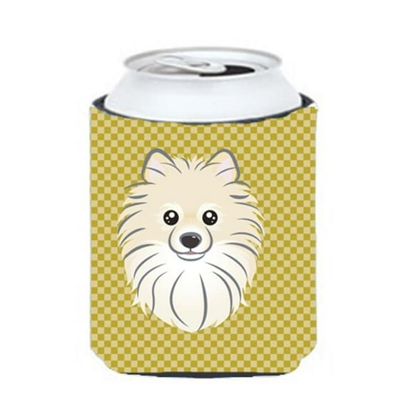 Tan Checkered Pomeranian Can or Bottle Hugger