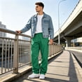 thumbnail image 6 of Hsovts Mens Oversized Baggy Sweatpants Wide Leg Design Soft Fleece Loungewear Pockets Ideal For Gym And Outdoor Activities Dark Green 2xL, 6 of 7