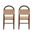 thumbnail image 3 of Euroco Woven Dining Chairs Set of 2, Mid Century Modern Kitchen Accent Chairs with Wood Legs, Armless Side Chair for Home Bar/Restaurant/Dining Room,Walnut, 3 of 8