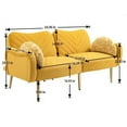 thumbnail image 7 of Velvet Loveseat Sofa Couch with Adjustable Backrest,Upholstered Accent Sofa with 2 Bolster Pillows and Metal Legs,Living Room Sofa Couch for Small Space Office, Mustard, 7 of 7