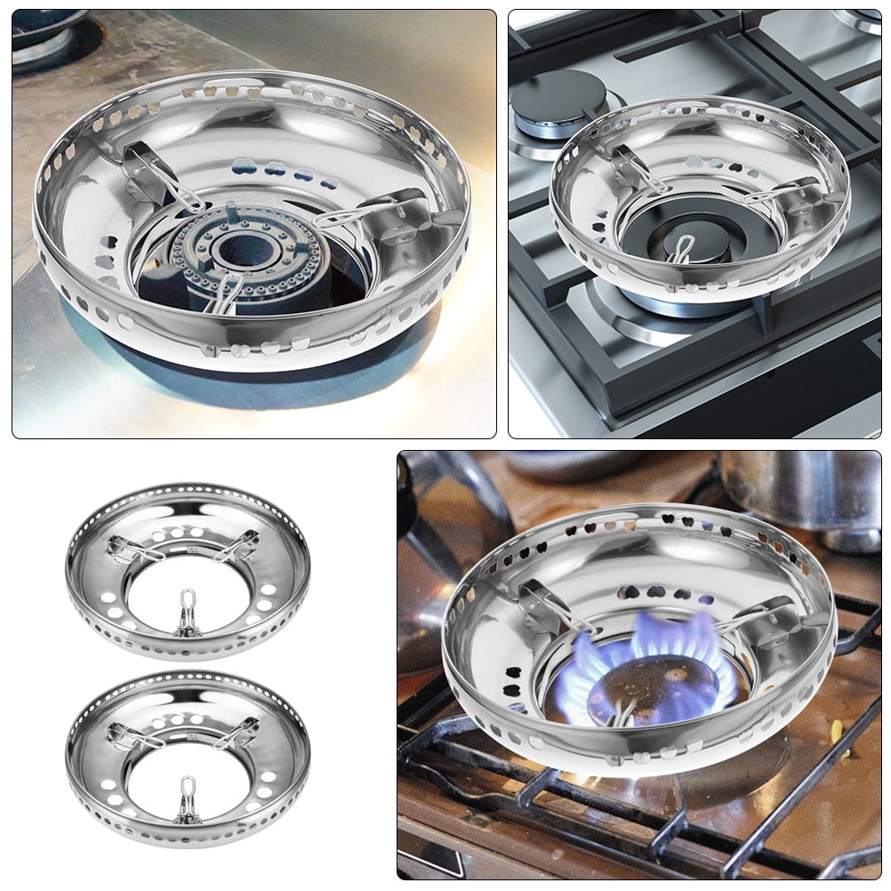 Tineasur 2Pcs Stove Support Rack Wok Ring Stainless Steel Silver Fire Gathering