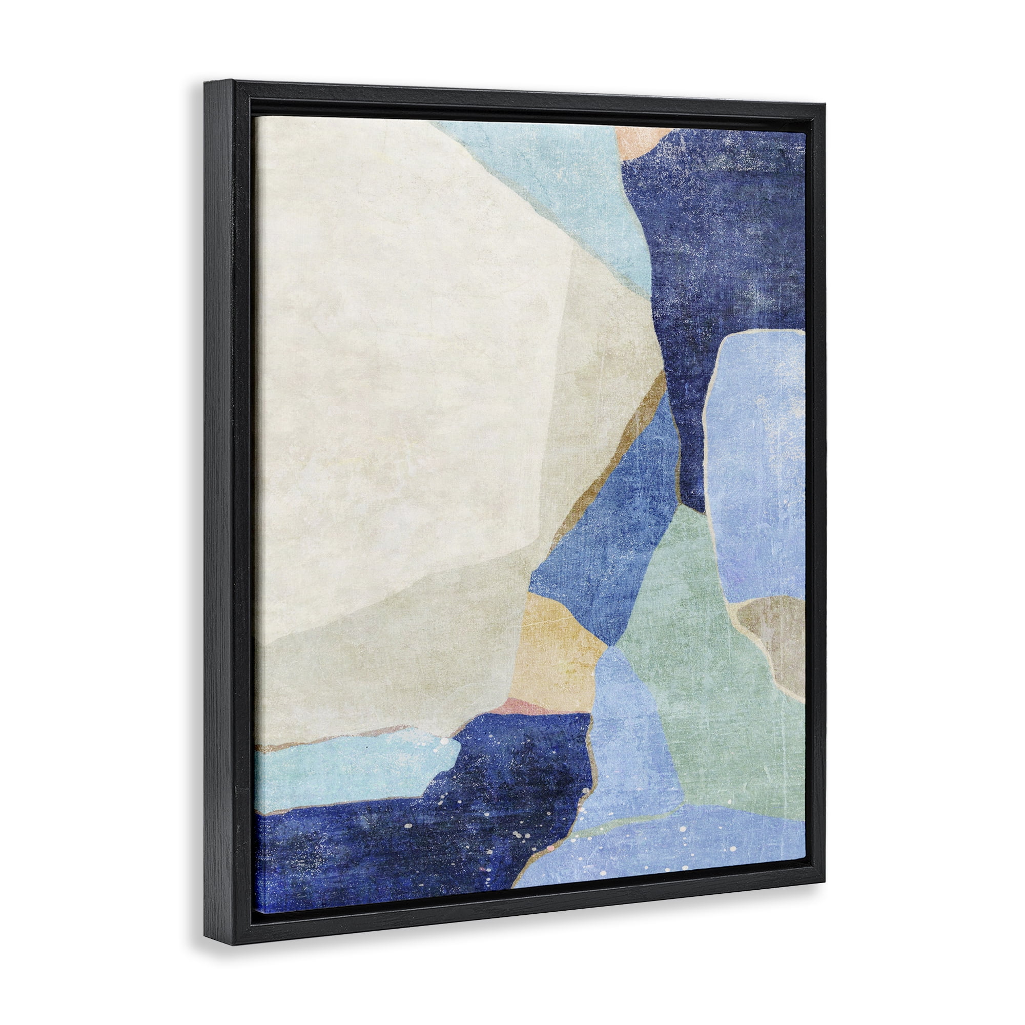 Stupell Industries Geometric Patterned Shapes Abstract Painting Black Floater Framed Canvas Art Print Wall Art, 25 x 31