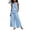 Sky Blue, variant on Guluxicc 2 Piece Womens Outfit Sets Linen Mock Neck Sleeveless Smocked Ruffle Hem Top High Waist Wide Leg Pants Outfits with Pockets