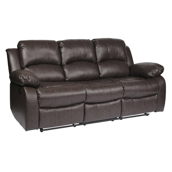Lexicon Cranley Traditional Faux Leather Double Reclining Sofa in Brown