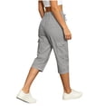 thumbnail image 5 of PBFRDSJ Womens Capris with Pockets Loose Casual Cargo Hiking Pants Outdoor Golf Drawstring Capris, 5 of 6