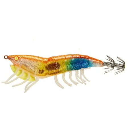 Sportteer Shrimp Bait Luminous Fishing Lure Luminous Shrimp Bait Fishing Lure with Hook Realistic Vibrant Color Compact Size Shrimp Squid Jig Lure Fishing Supplies