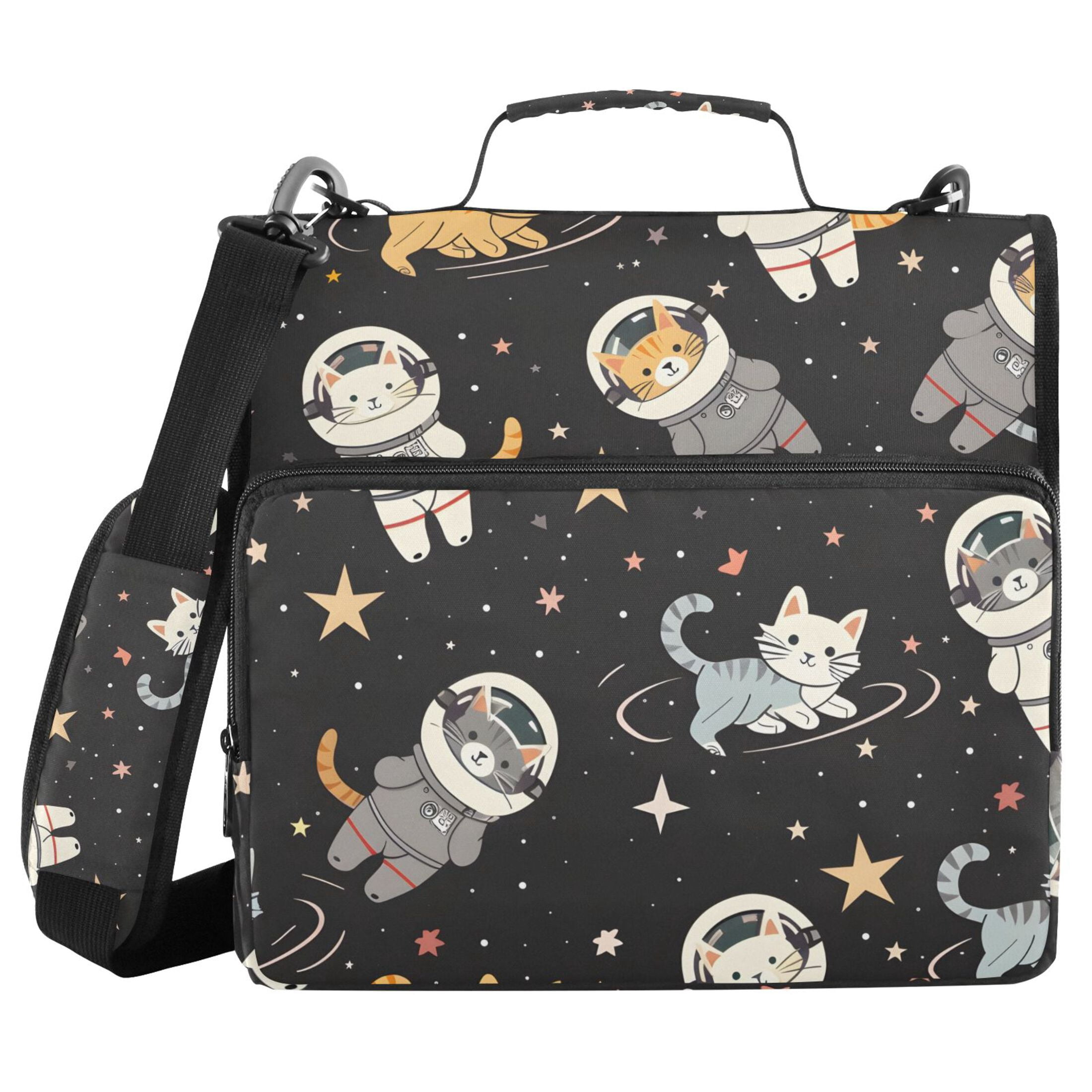 ALAZA Zipper Binder Cats on Space 3 Ring Trapper Keeper File Folder Organizer Bag