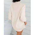 thumbnail image 2 of YOGAFOX Women's Fall Oversized Turtleneck Lantern Sleeve Casual Knit Mini Dress Apricot M, 2 of 5