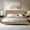 Natural, variant on Evermagin Queen Size Floating Bed Frame with LED Lights and Charging Station, Heavy Duty Platform Bed Frame with Headboard, No Box Spring Need, Walnut