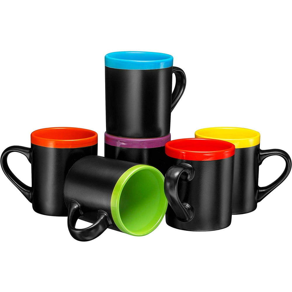 Porcelain 12oz Coffee Mugs Set of 6 (Matte Black)
