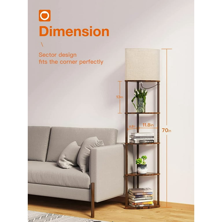 addlon 5-Tier Sector Corner Shelf Floor Lamp with 3 Color