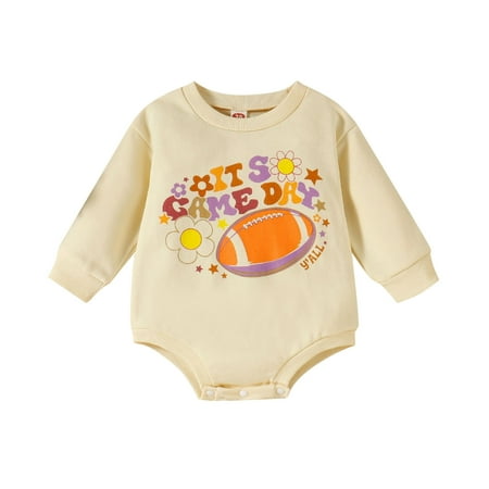 

Baby Boy Girl Football Romper Sweatshirt Long Sleeve Letters Print Bodysuit Fall Winter Outfit Baby Clothes Set Boy and Striped Long Sleeve Shirt 311 Baby Clothes Toddler Boys Jumpsuit Boys Clothes