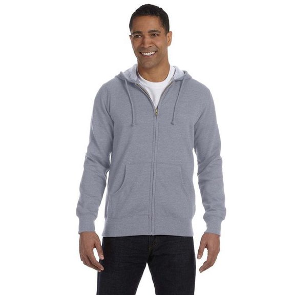 Men's Organic/Recycled Heathered Full-Zip Hooded Sweatshirt - ATHLETIC GREY - 2XL