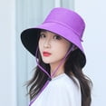 thumbnail image 4 of Women Fisherman Hat Round Shape Flat Top Solid Color Sunscreen Anti-UV Summer Hat Outdoor Supply, 4 of 8