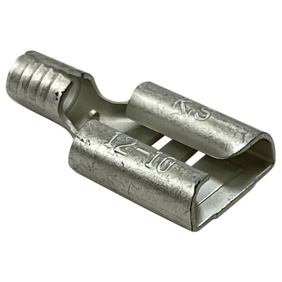 (100) Non-Insulated 12-10 Gauge Female Quick Disconnect Connector .375 Stud Electrical Wire Terminal - USA