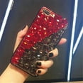 thumbnail image 2 of Case for iPhone 16 Pro,iPhone 16 Pro Case,3D Handmade Sparkle Stunning Stones Crystal Diamond Bling Glitter Girls Women Shockproof Phone Case for iPhone 16 Pro,6.3 inch 2024 (Red/Black), 2 of 6