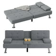 thumbnail image 6 of Homall Linen Convertible Futon with Cupholders, Removable Armrests, and Metal Legs, Dark Gray, 6 of 7