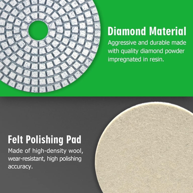 7 Pcs 5 Inch Diamond Polishing Pads Wet Dry Set 50-3000 Grit With Backing Pad For Stone Granite Marble