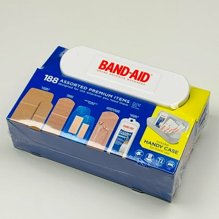 Band-Aid Brand 188 Assorted Premium Items Bandages Neosporin w/Handy Travel Case
