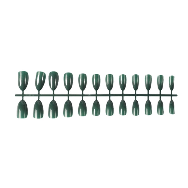 Vogacara 24 piezas de uñas postizas herramientas de decoración de manicura Verde oscuro brillante