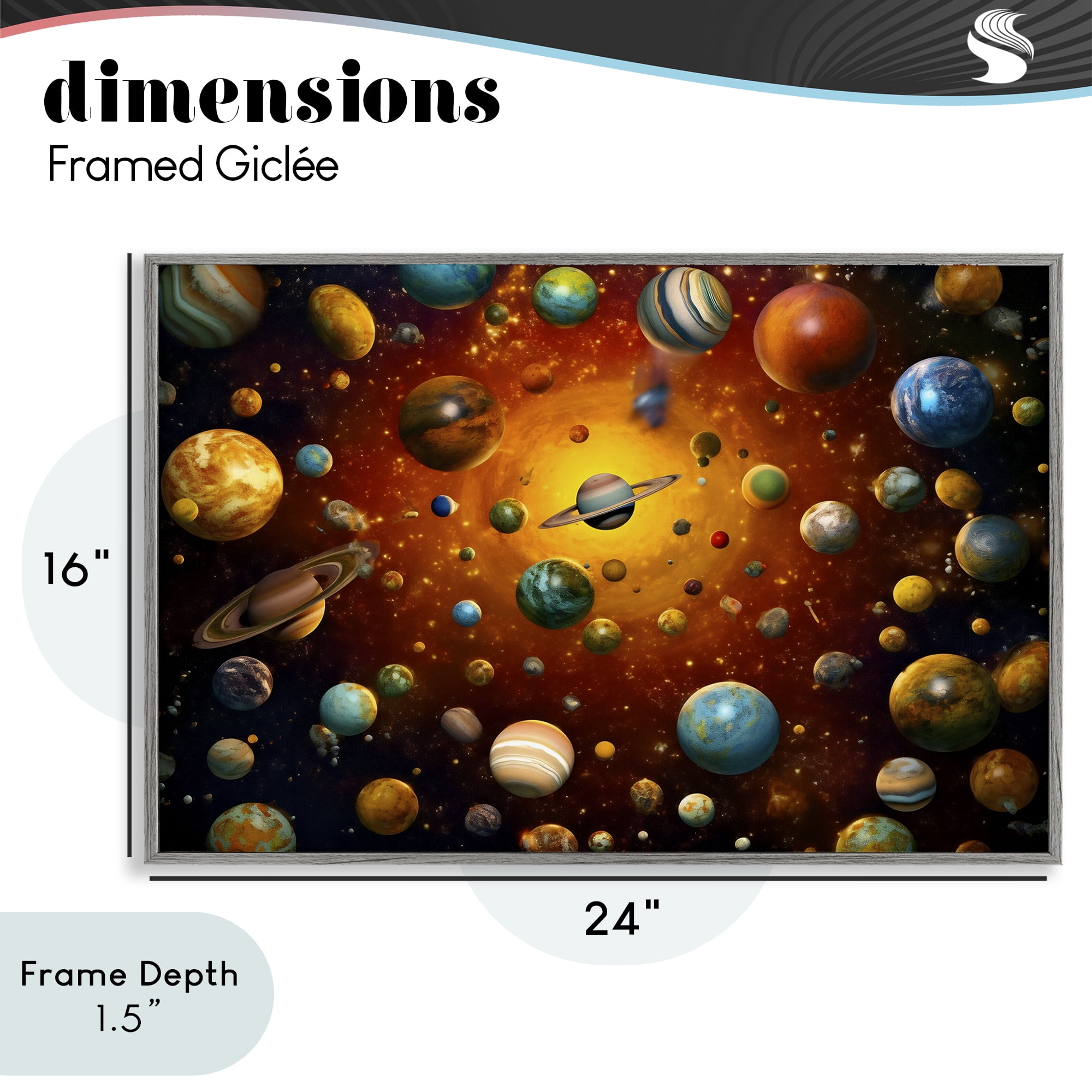 Stupell Industries Cosmic Marbles Galaxy Gray Framed Giclee Art, design by Ray Powers
