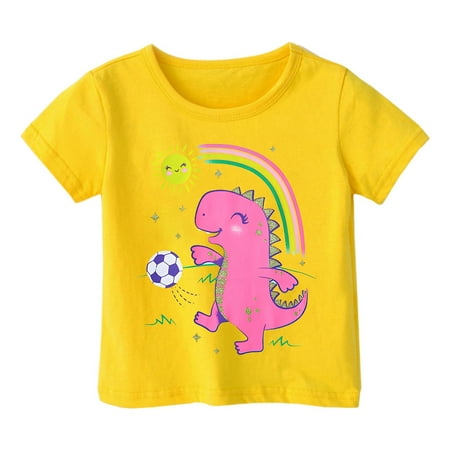 shqvo Girls T Shirts Size 7-8 Baggy Soft Neck Spring Summer Short-Sleeve T-Shirt for Kid Girl Daily Pullover Fashion Casual Outfit Vacation Outfit Pullover Clothes