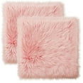 thumbnail image 2 of LAICAIW Square Faux Fur Sheepskin Chair Cover Seat Cushion Pad Super Soft Area Rugs for Living Bedroom Sofa (1.6ft x 1.6ft, Pink, 2 Packs), 2 of 7