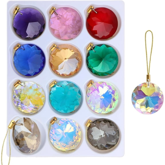 Dalrosia Christmas Balls Ornaments for Xmas Christmas Tree 1.18″Mini Colorful Prism Balls Mini Tree Ornaments Crystal Glass Hanging Balls Ornament for Holiday Wedding Party Decoration