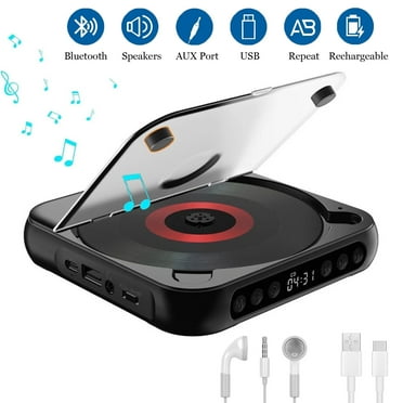 FAMKIT Portable CD Player with Bluetooth 5.3, Personal Desktop CD Player with Speaker, Equip USB Cable and Headphones, Rechargeable Walkman CD Player for Home Car, Supports CD/AUX/USB and Repeat