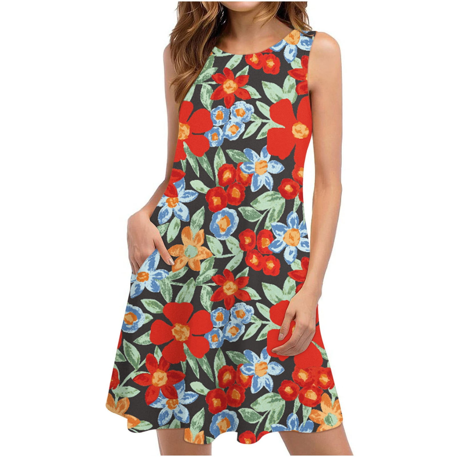 Otvok Clearance Summer Dresses For Women Beach Floral Tshirt Sundress ...