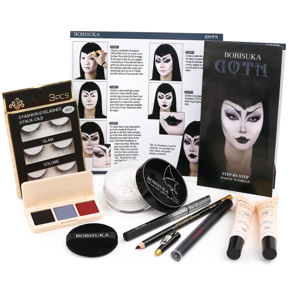 Set de maquillaje BOBISUKA Halloween Goth con base blanca