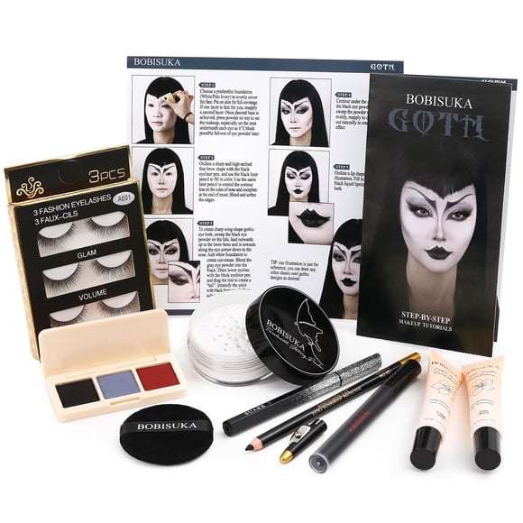 Set de maquillaje BOBISUKA Halloween Goth con base blanca